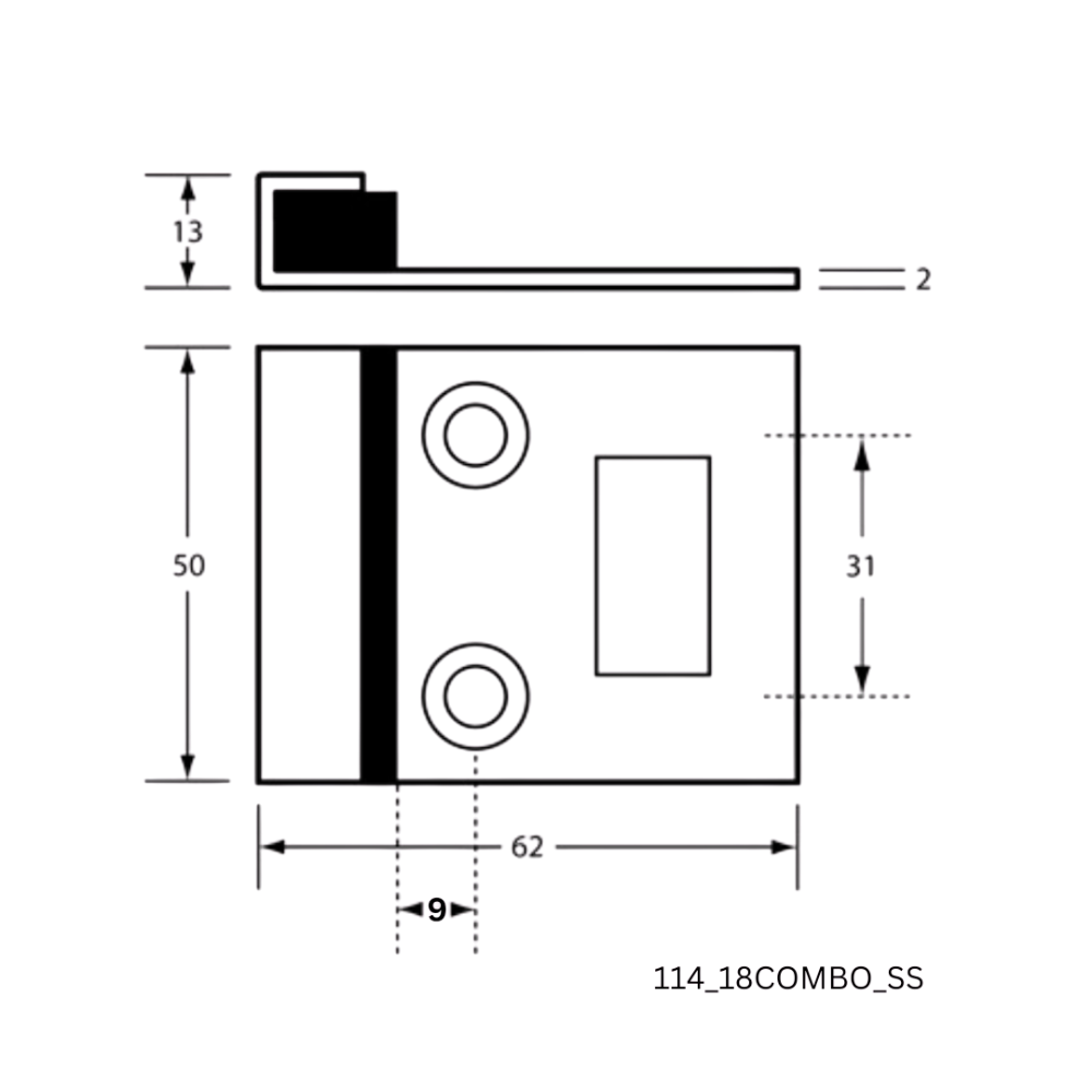 114 Combined Bumper and Staple to suit 18mm door