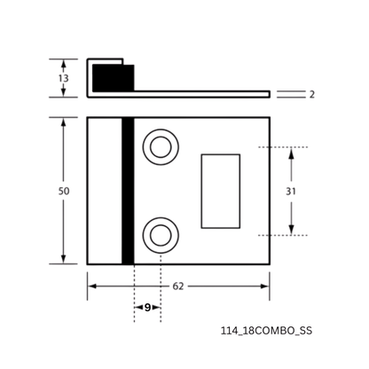 114 Combined Bumper and Staple to suit 18mm door