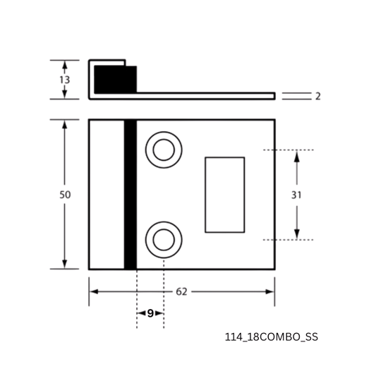 114 Combined Bumper and Staple to suit 18mm door