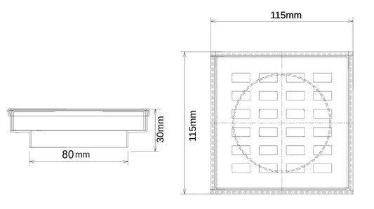 Rose Gold Linear Floor Grate - Stainless Steel - 115mm (80mm Waste)
