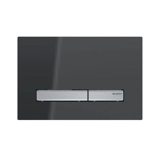 Geberit Black glass place with brushed metal button 115.788.DW.2 Push Button