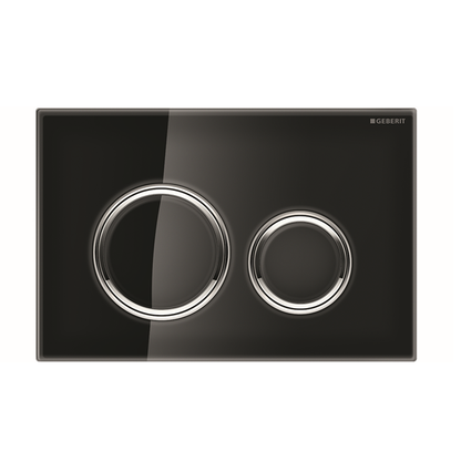 Geberit Surfaces made of glass Matte Black, Chrome Trim 115.884.00.1 Push Button