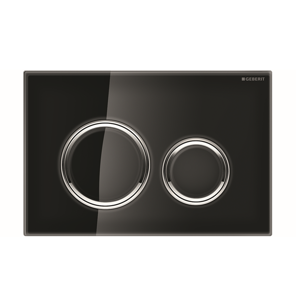 Geberit Surfaces made of glass Black with chrome trim 115.884.SJ.1 Push Button