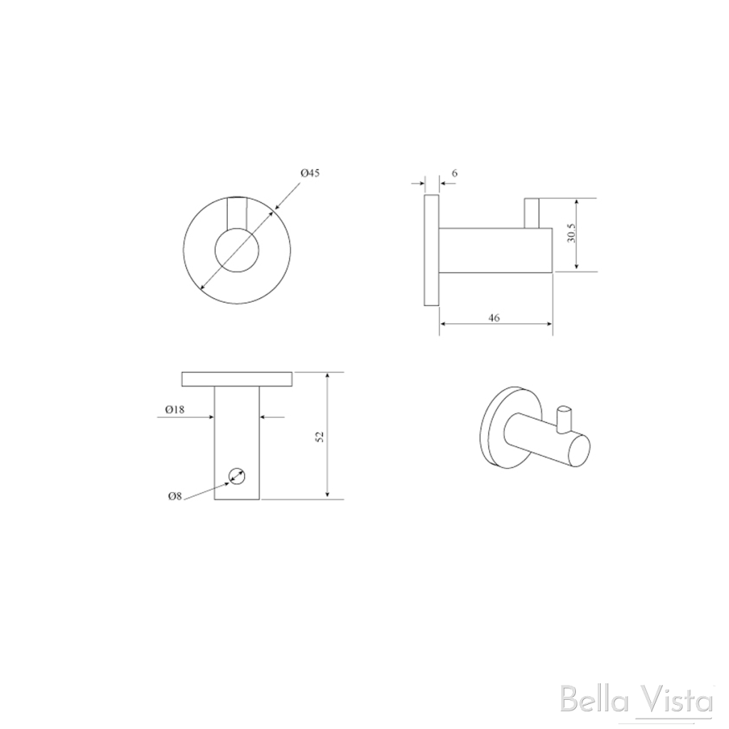 Mica Robe Hook - Living Brass