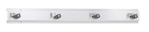 900mm W  Surface Mounted Mop and Broom Holder 4 Holders - 900mm W x 102mm H x 70mm D - Satin