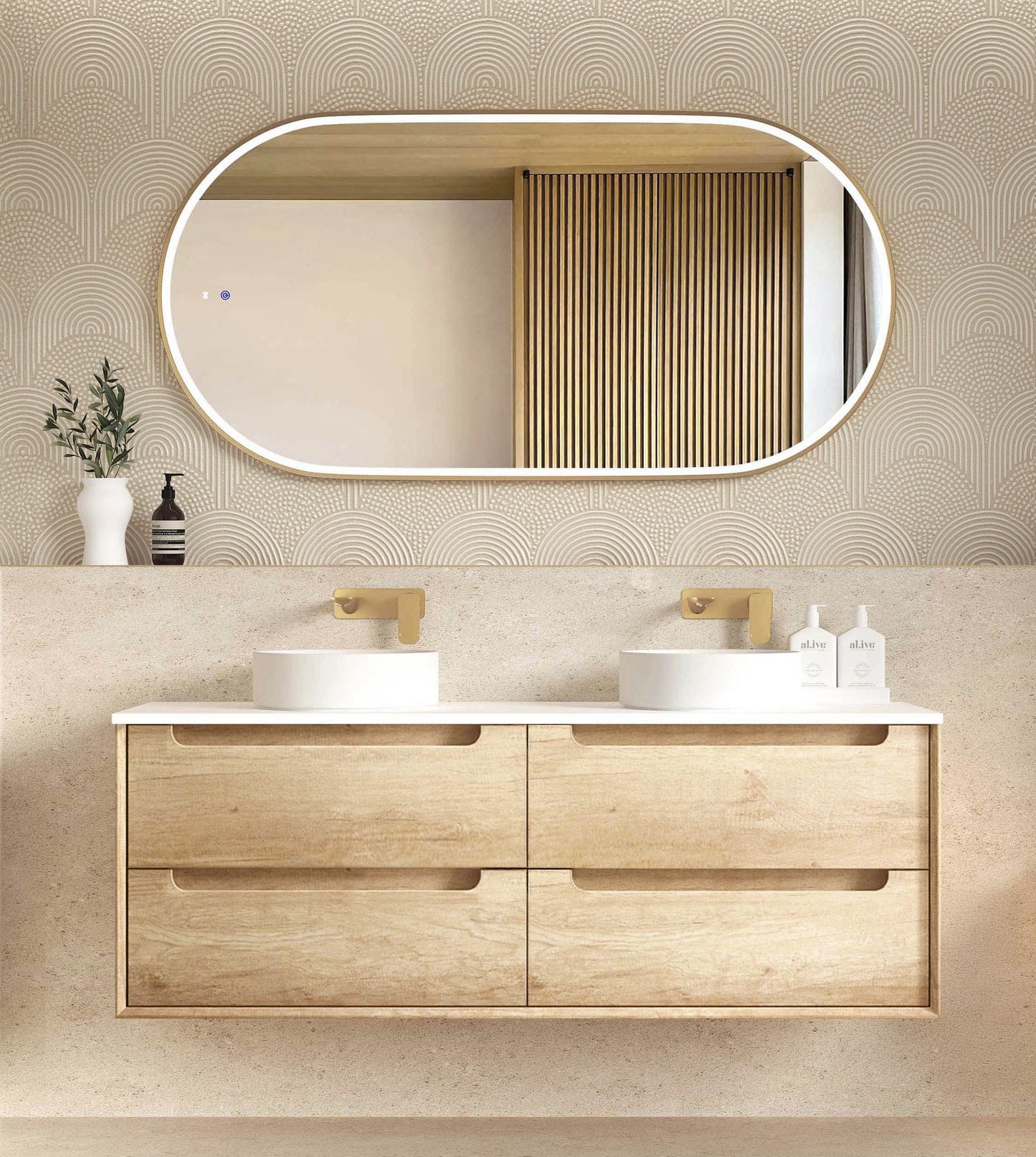 Byron 1500mm Natural Oak Wall Hung Cabinet Only