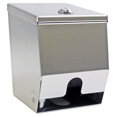 115mm W Surface Mounted Single Lockable Toilet Tissue Holder - 115mm W 150mm H x 128mm D - Satin