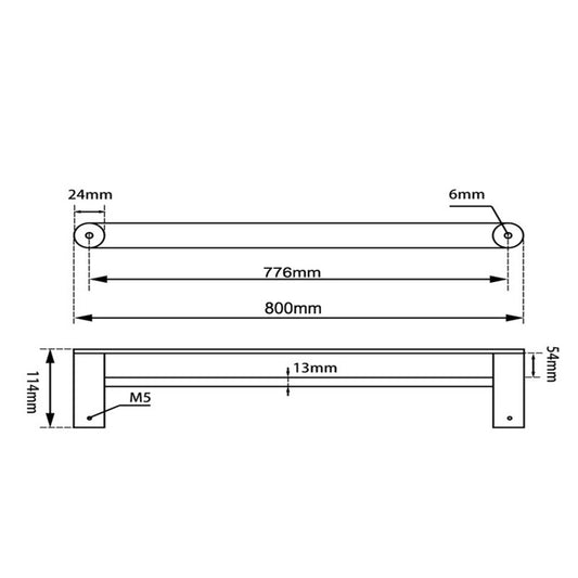 RUSHY Series Gun Metal Grey Double Towel Rail 800mm
