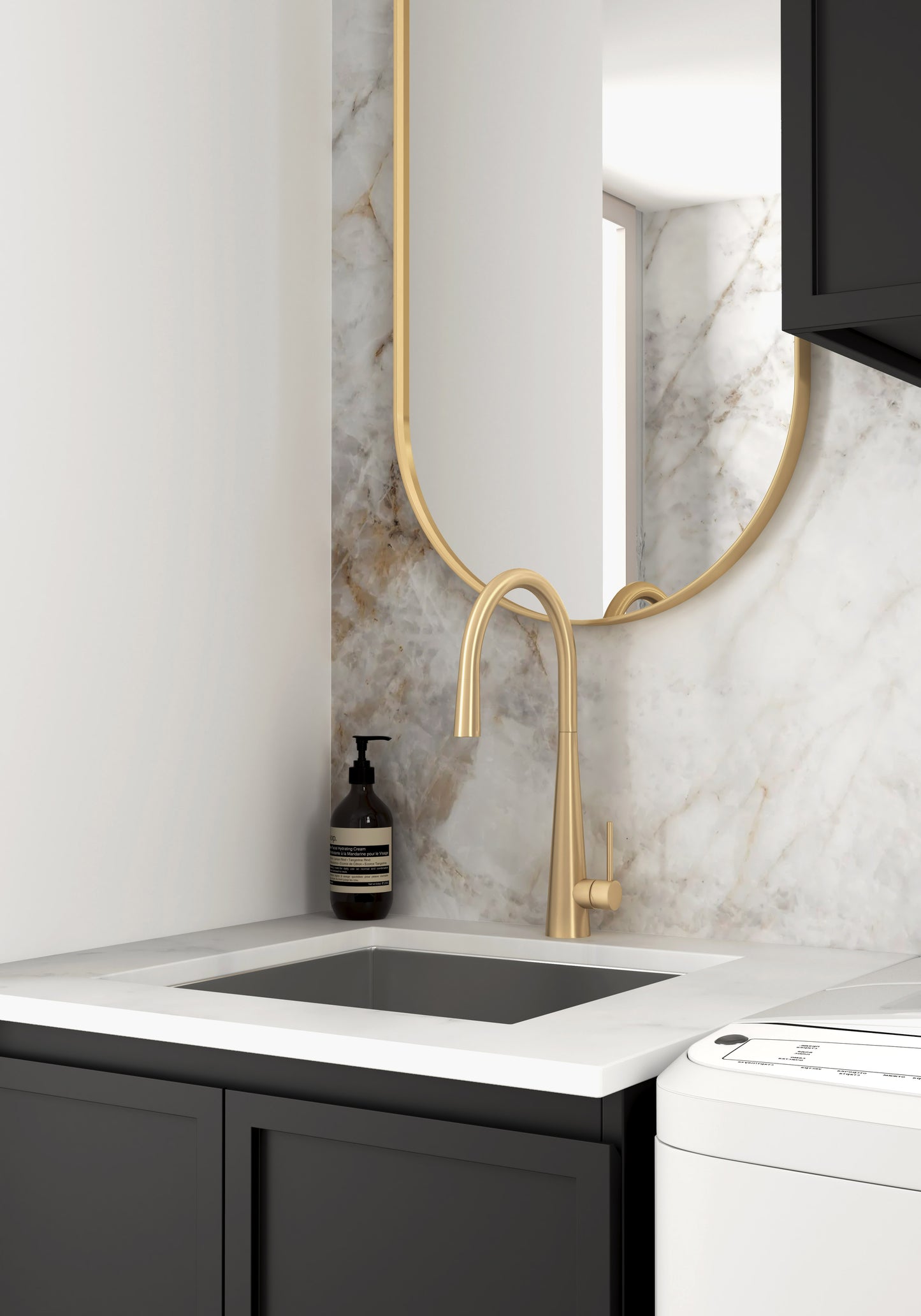 Wall and Base Cabinets Kit 650 Hampshire Black with Pure White Top