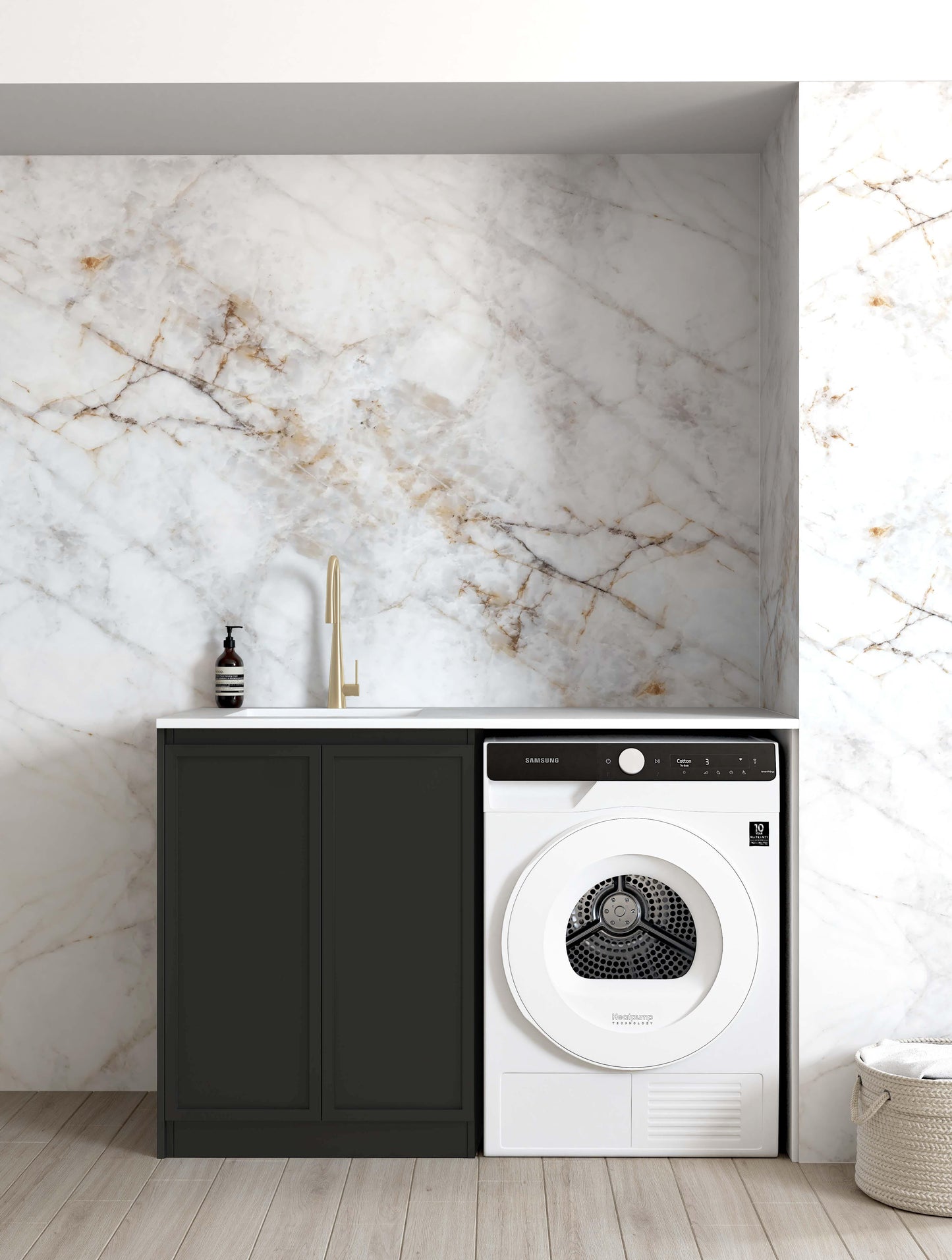 Hampshire Black 1300 Base Laundry Kit with  Pure White Top