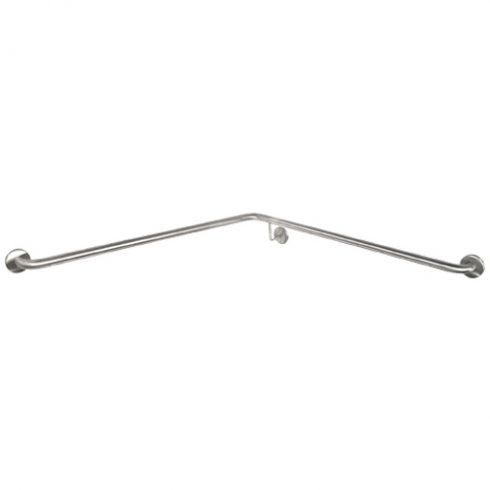 RH 900mm  Surface Mounted 32mm Corner Shower Grab Rail - RH 900mm x 900mm  - Satin