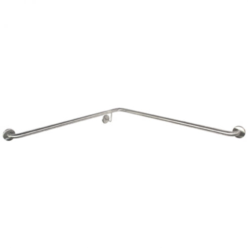 LH 900mm  Surface Mounted 32mm Corner Shower Grab Rail - LH 900mm x 900mm - Satin