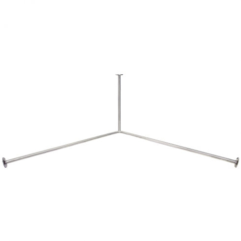1200mm  Surface Mounted 25mm Corner Shower Curtain Rail Exposed Fix - 1200mm x 1200mm x 600mm - Satin