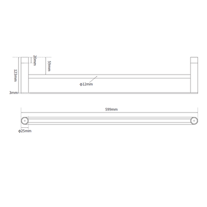 Parker: Double Towel Rail 600mm Gold *Special Order Product