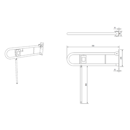 Bariatric Drop Down Grab Rail with Right-Hand Nurse Call and Drop Down Leg in Satin Stainless Steel *Special Order Product