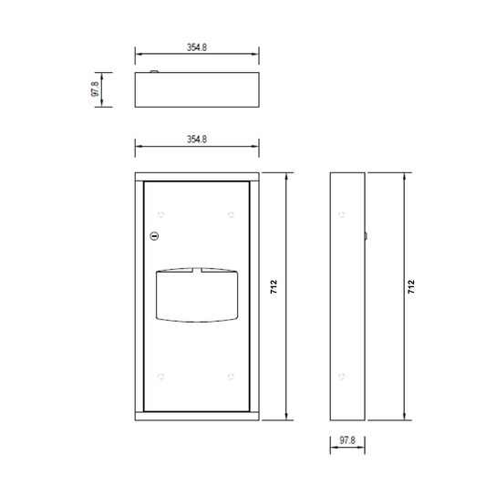 Surface Mounted Paper Towel Dispenser and 6.5 Litre Waste Receptacle SS