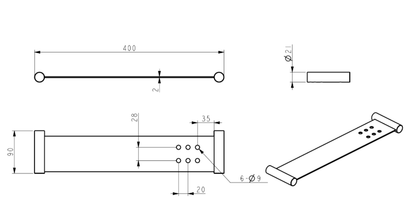 Mica Stainless Shelf - 400mm - Brushed Nickel