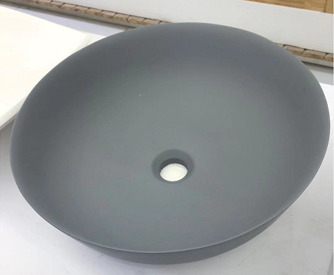 Matte Grey Round Artificial Stone Basin  -    405x405x145mm