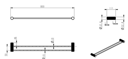 Mica Fluted Double Towel Rail - 800mm - Gunmetal