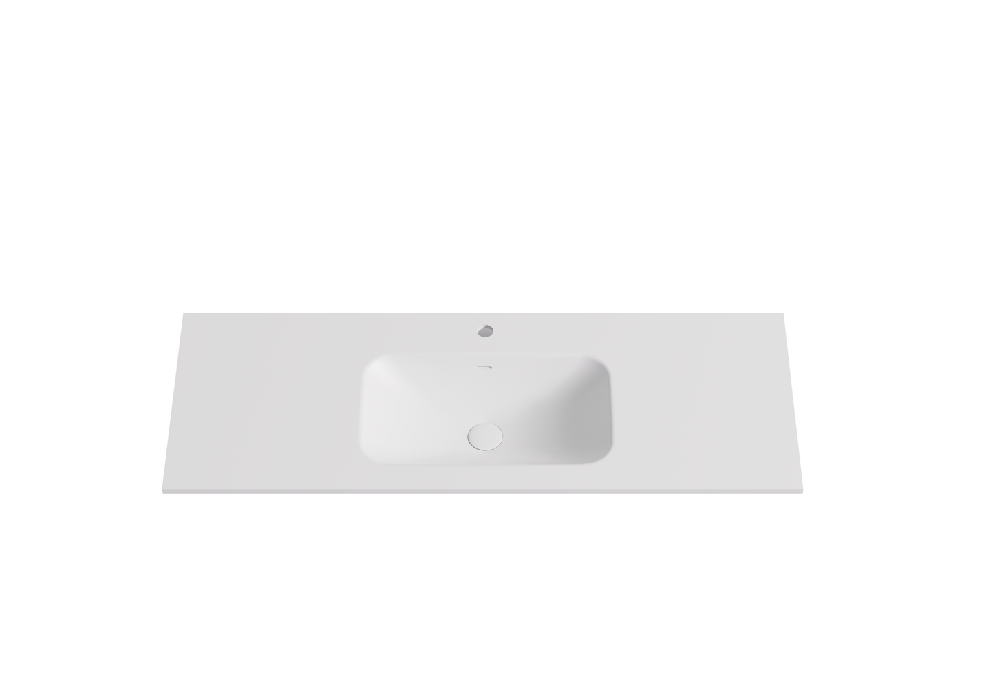 1200mmx460mm Solid Surface Moulded Top - Double Bowl - Matte White - No Tap Hole