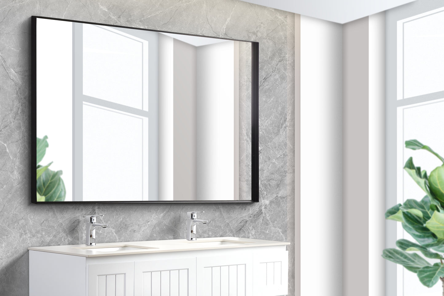 1200mm Qubist Framed Square Mirror
 - Matte Black