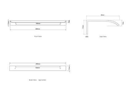 Hampshire 200mm Brushed Nickel Handle for 750, 900, 1200, 1500, 1800 Cabinets