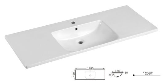 1200mm Elivia Ceramic Top Single Bowl - Gloss White