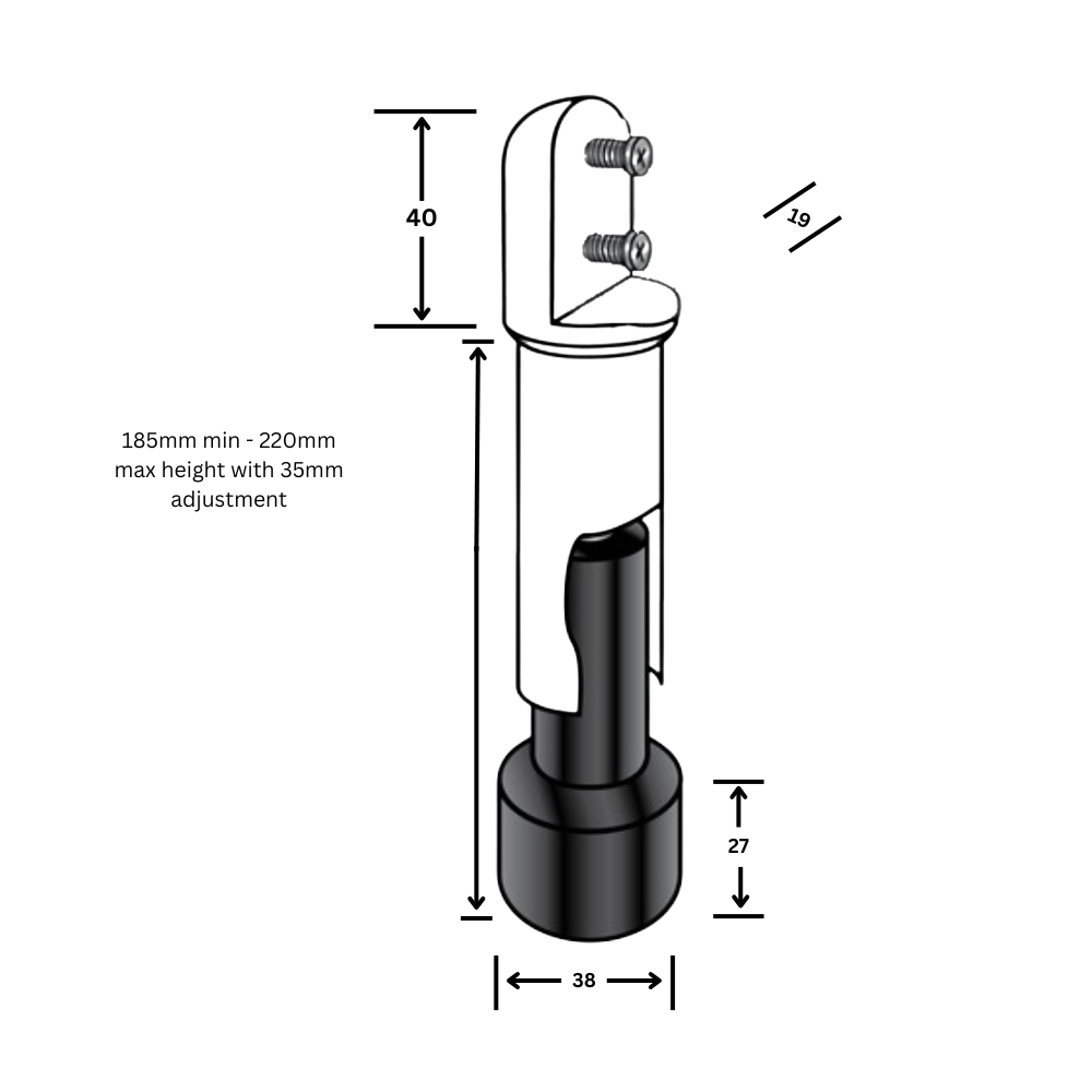 120 Heavy Duty Series Stainless Steel Leg – 185mm with 35mm adjustment