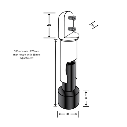 120 Heavy Duty Series Stainless Steel Leg – 185mm with 35mm adjustment