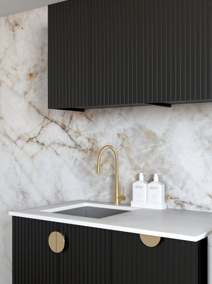 Laundry Kit 1715DR-C Marlo Black with Natural Carrara Marble Top and 400 Drawer Unit