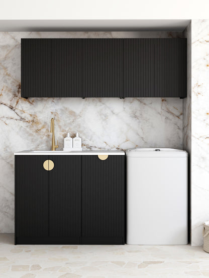 Laundry Kit 1715DR-C Marlo Black with Natural Carrara Marble Top and 400 Drawer Unit