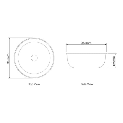 Bronte Round 360x360x130 Matte Black Basin