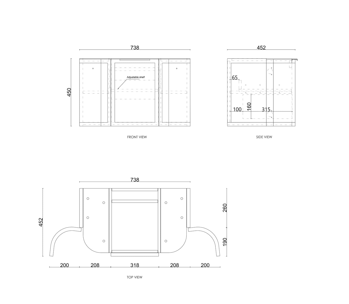 Hampshire 750mm Satin White Wall Hung Curve Cabinet Only