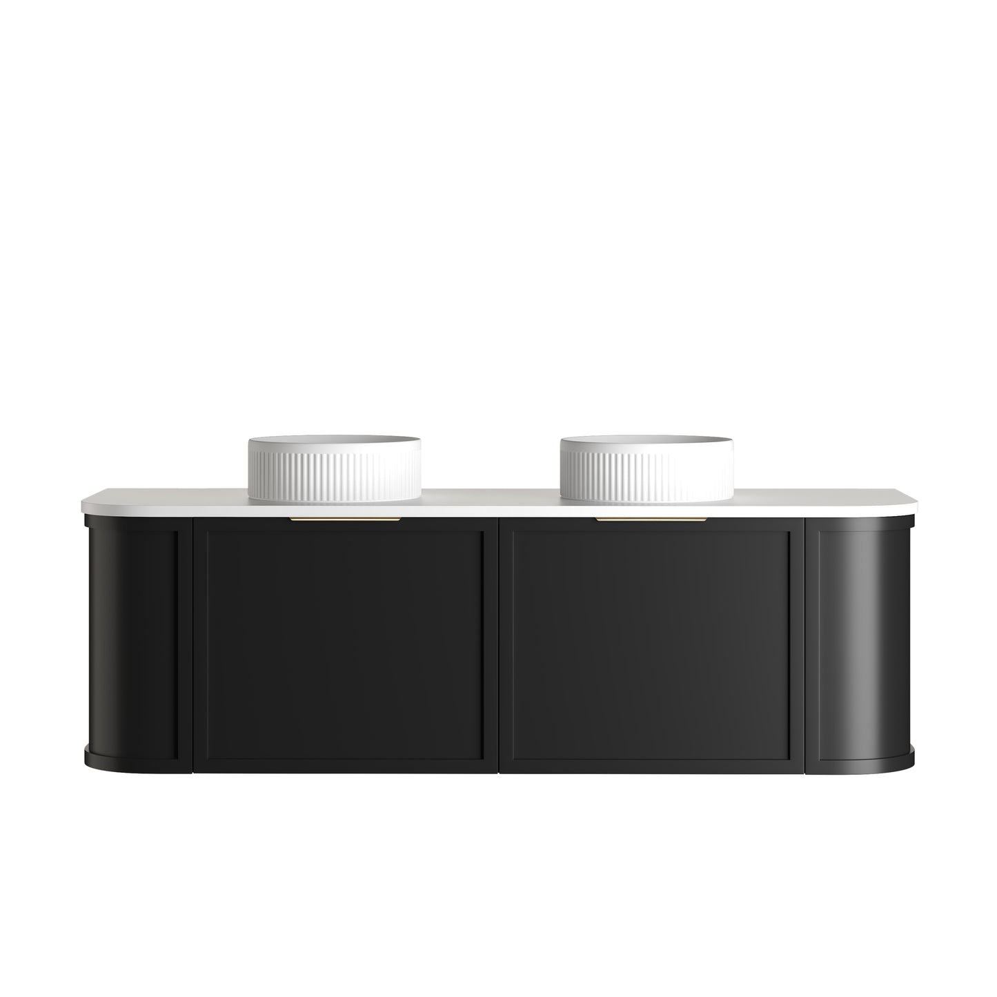 Hampshire 1500mm Satin Black Wall Hung Curve Cabinet Only