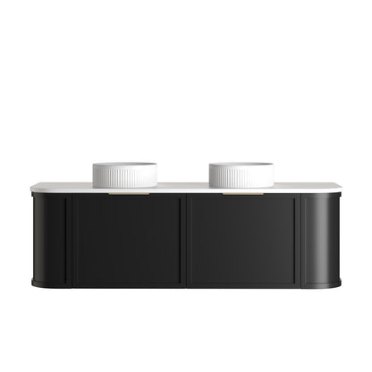 Hampshire 1500mm Satin Black Wall Hung Curve Cabinet Only