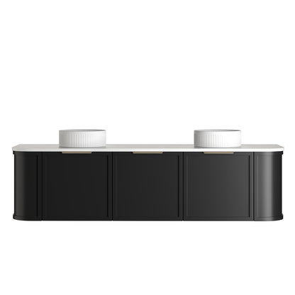 Hampshire 1800mm Satin Black Wall Hung Curve Cabinet Only
