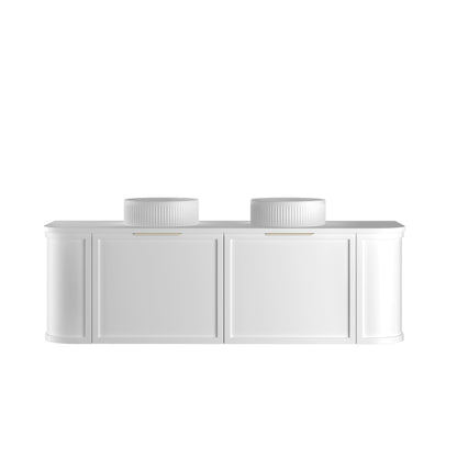 Hampshire 1500mm Satin White Wall Hung Curve Cabinet Only