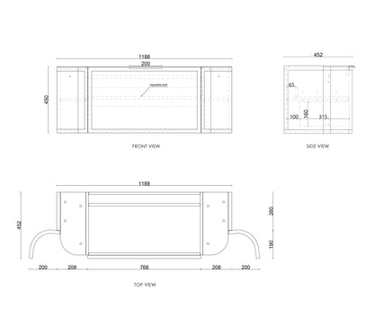 Hampshire 1200mm Satin White Wall Hung Curve Cabinet Only