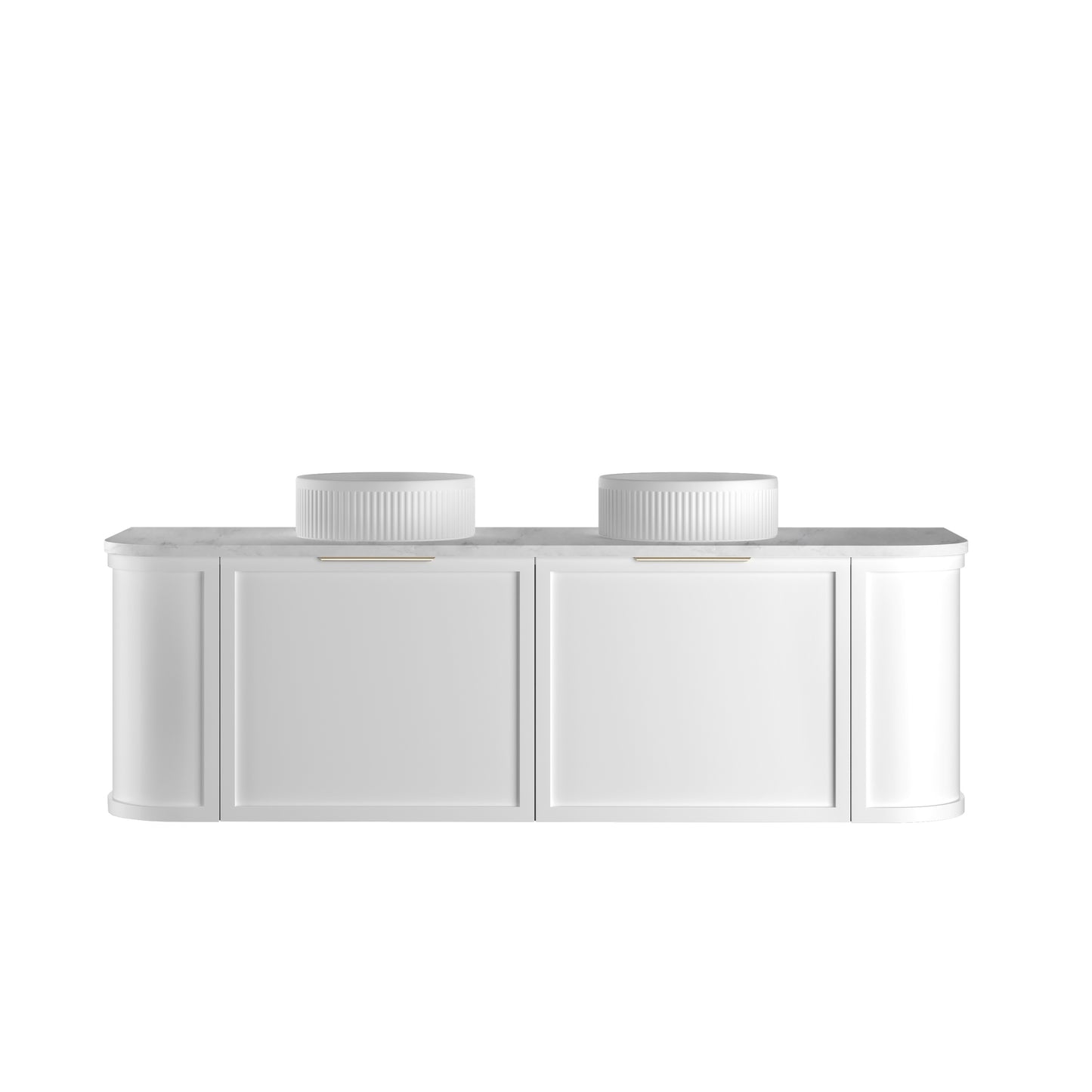 Hampshire 1500mm Satin White Wall Hung Curve Cabinet Only