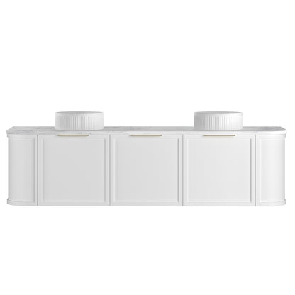Hampshire 1800mm Satin White Wall Hung Curve Cabinet Only