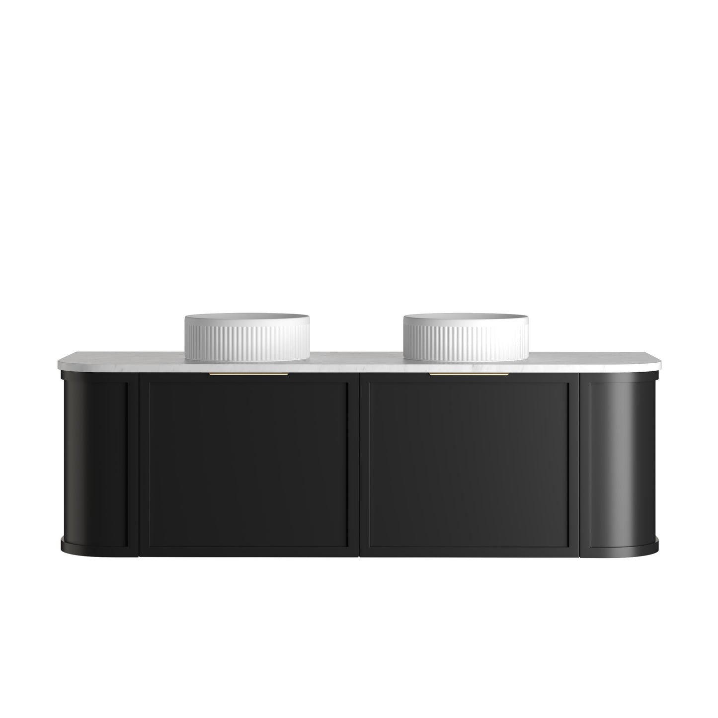 Hampshire 1500mm Satin Black Wall Hung Curve Cabinet Only