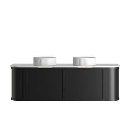 Hampshire 1500mm Satin Black Wall Hung Curve Cabinet Only