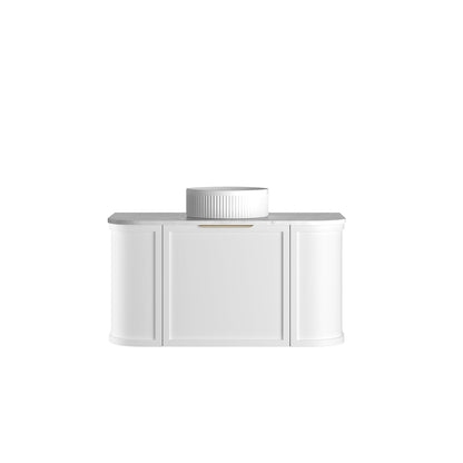 Hampshire 900mm Satin White Wall Hung Curve Cabinet Only