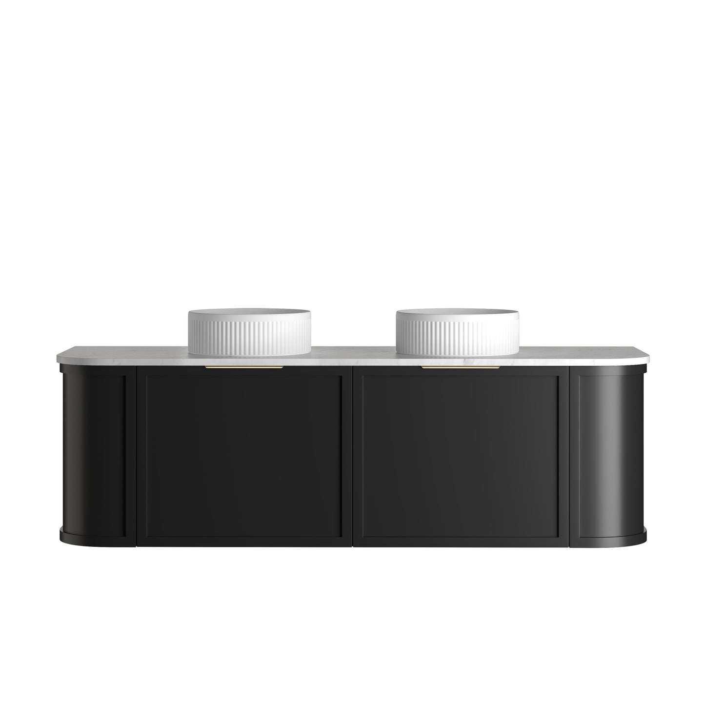 Hampshire 1500mm Satin Black Wall Hung Curve Cabinet Only
