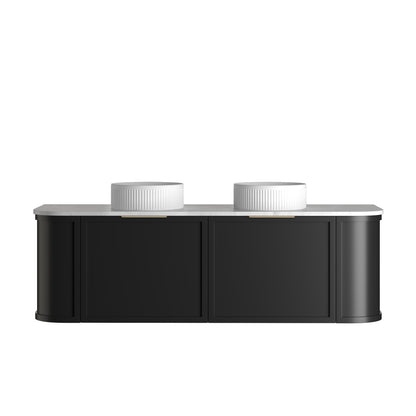 Hampshire 1500mm Satin Black Wall Hung Curve Cabinet Only