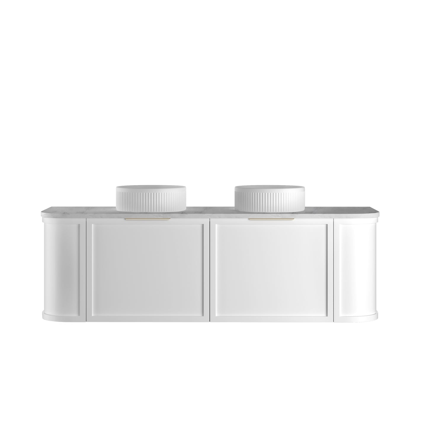 Hampshire 1500mm Satin White Wall Hung Curve Cabinet Only