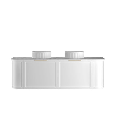 Hampshire 1500mm Satin White Wall Hung Curve Cabinet Only