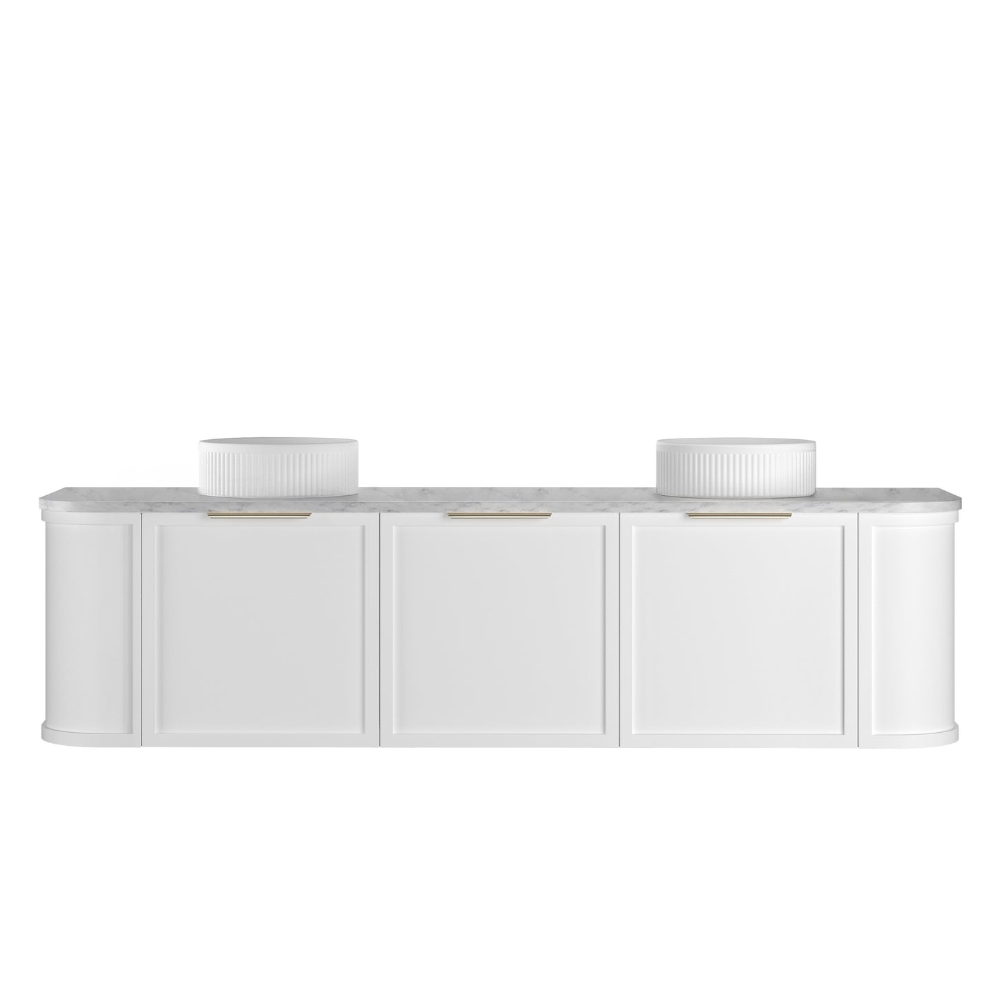 Hampshire 1800mm Satin White Wall Hung Curve Cabinet Only