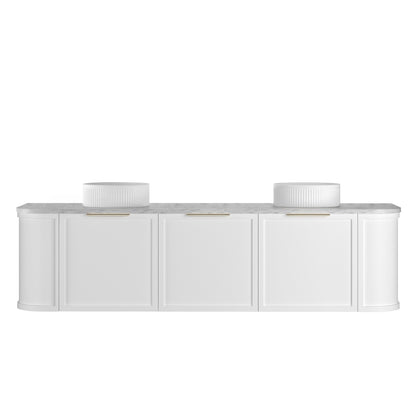 Hampshire 1800mm Satin White Wall Hung Curve Cabinet Only