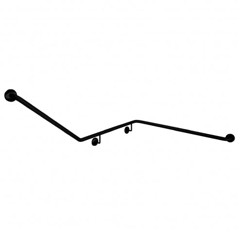 RH 1037.6mm  Surface Mounted 32mm Toilet Grab Rail to suit In Wall Cistern - RH 1037.6mm x 867.6mm x 700mm - Matte Black